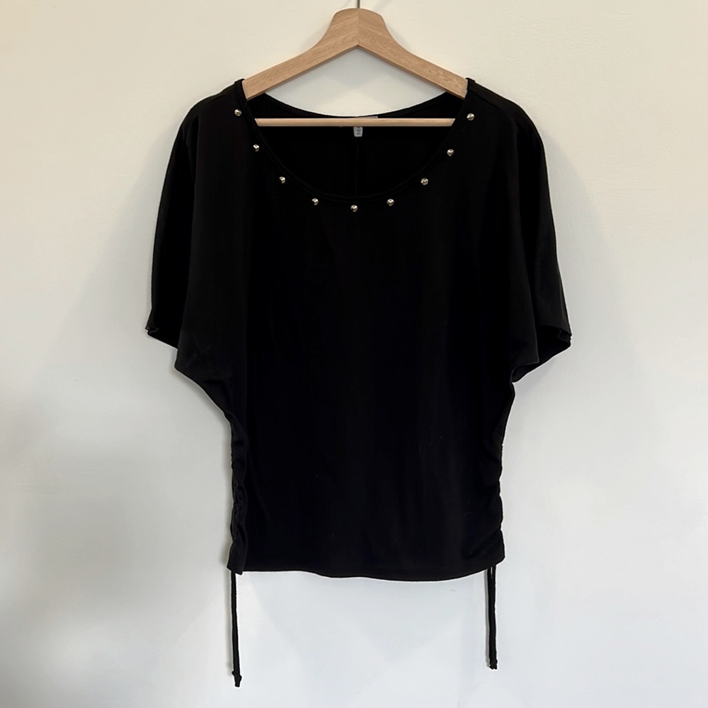 Charlotte Russe Studded Black Top with Optional Scrunched Sides